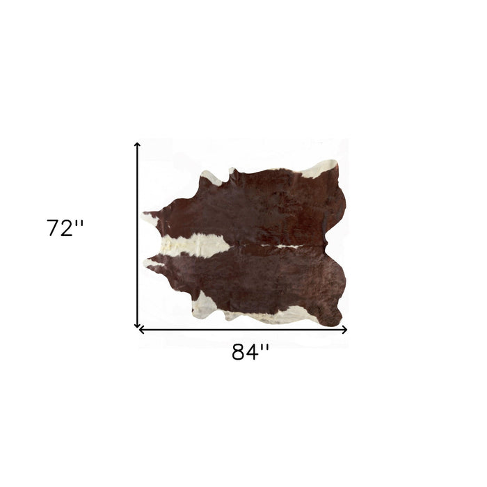 6' x 7' Natural Cowhide Area Rug - Brown And White