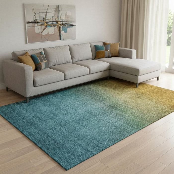 10' X 14' Ombre Washable Area Rug With UV Protection (650374) - Brown / Blue