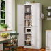 Giga white kitchen pantry cabinet with doors and five adjustable shelves, heavy-duty freestanding storage, tool-free assembly