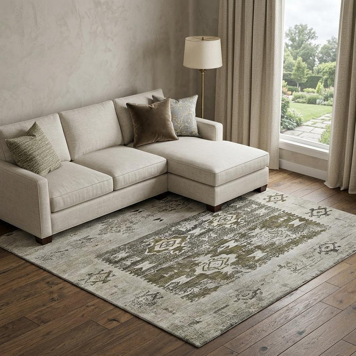 10' X 14' Southwestern Washable Area Rug With UV Protection (696422) - Brown / Taupe / Beige