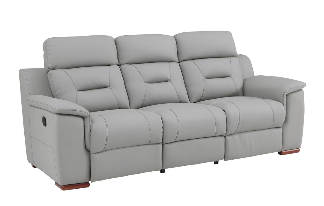 Faux Leather Sofa With Brown Legs - Gray