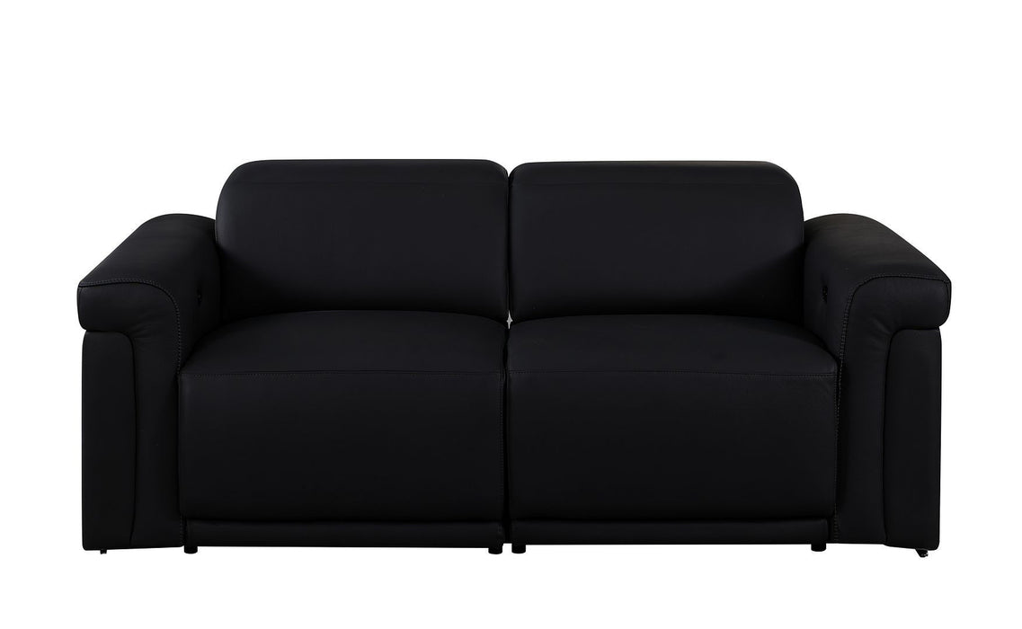 Italian Leather Power Reclining Loveseat (720484) - Black