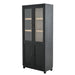 Giga black mid-century modern tall display cabinet with glass doors, perfect for collectibles and stylish home accent furniture.