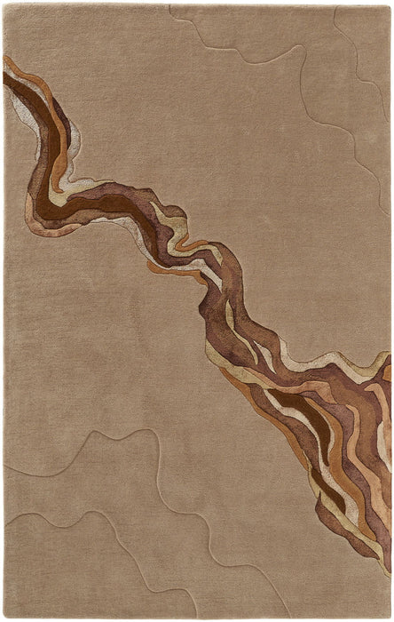 5' x 8' Abstract Hand Tufted Area Rug - Beige And Brown