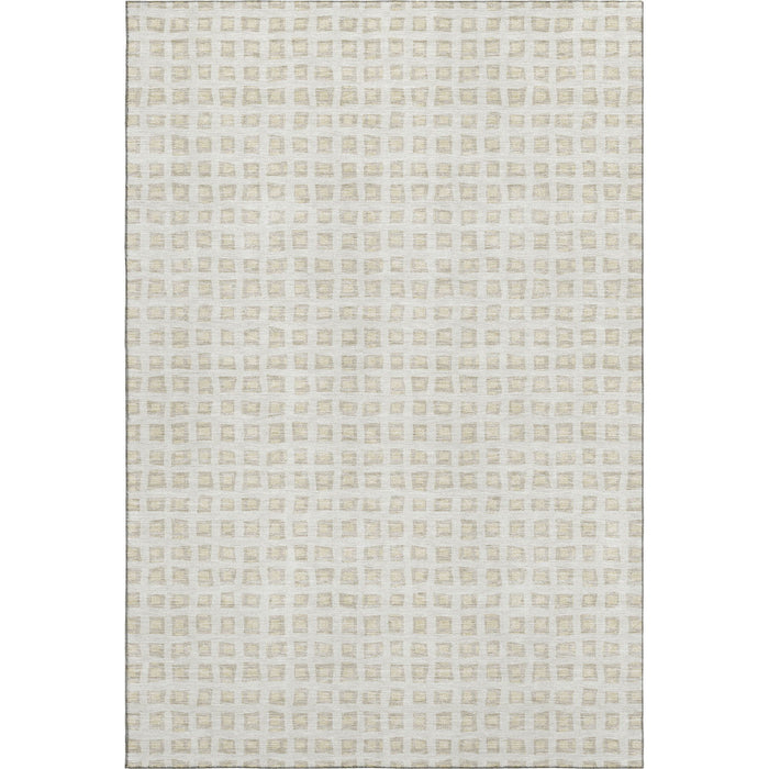 10' X 14' Geometric Washable Area Rug With UV Protection - Ivory / Beige
