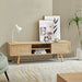 Giga 55.12-inch rattan TV cabinet with double sliding doors, adjustable shelf, solid wood legs, ideal for living room storage
