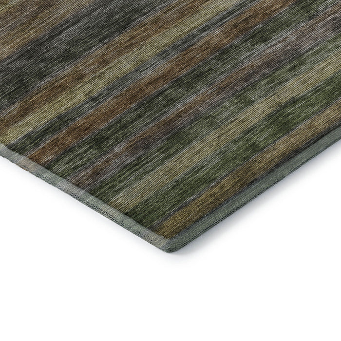 10' X 14' Striped Washable Area Rug With UV Protection (695672) - Brown / Gold / Gray