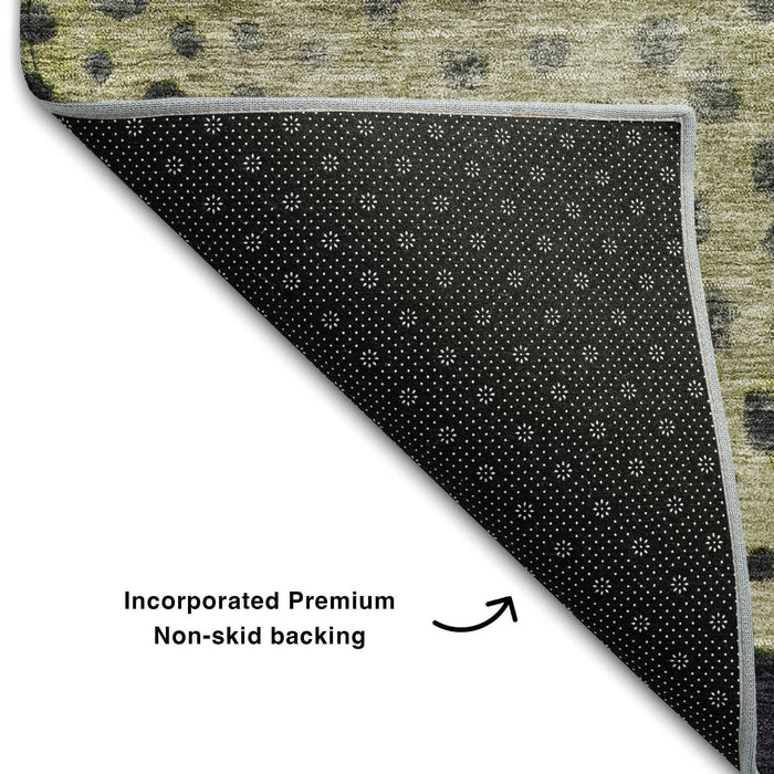 10' X 14' Polka Dot Washable Area Rug With UV Protection (683656) - Green / Purple / Ivory
