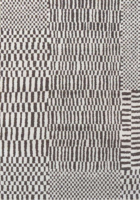 9' X 13' Geometric Washable Area Rug With UV Protection (610024) - Gray / Beige