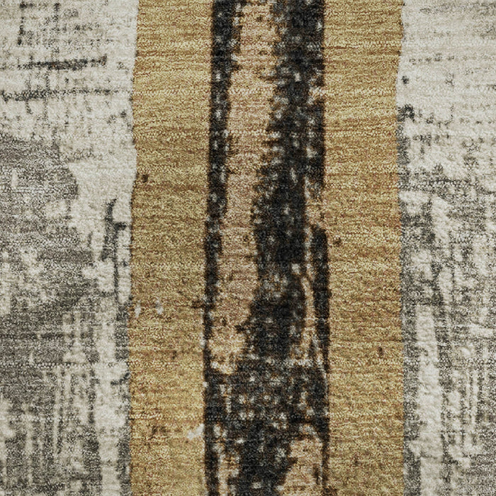 10' X 14' Striped Washable Area Rug With UV Protection (706439) - Taupe / Gold / Gray