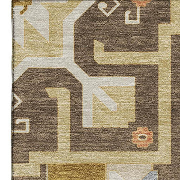 10' X 14' Southwestern Washable Area Rug With UV Protection (679624) - Brown / Gray / Gold