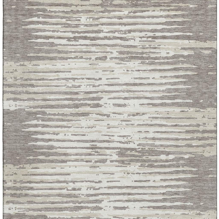 10' X 14' Striped Washable Area Rug With UV Protection (670597) - Taupe / Ivory