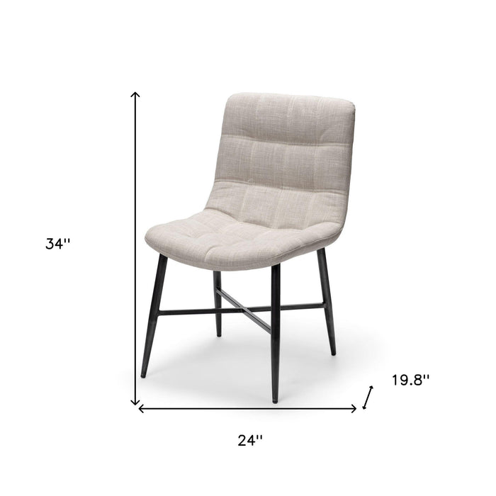 Upholstered Fabric Open Back Side Chairs (Set of 2) - Black / White