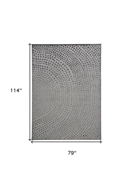 7' x 10' Abstract Stain Resistant Area Rug - Gray Silver And Ivory