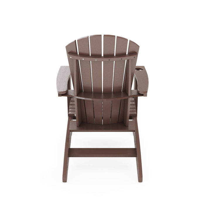 Giga Adirondack arm chair made of sturdy HDPE poly lumber, ideal for poolside, patio, or garden relaxation.