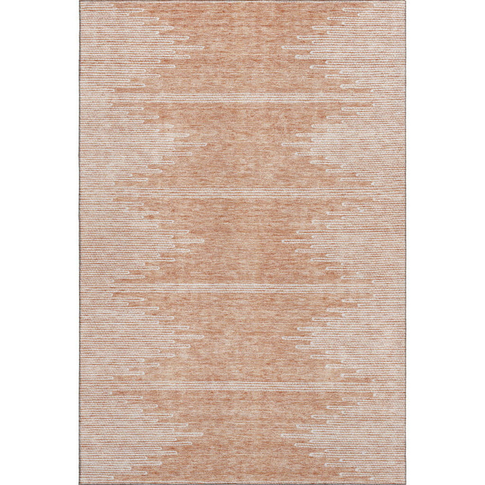 8' X 10' Abstract Washable Area Rug With UV Protection (653717) - Salmon / Ivory