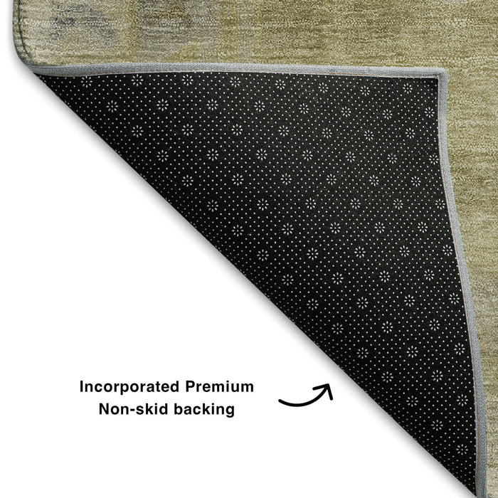 10' X 14' Medallion Washable Area Rug With UV Protection (708061) - Gold / Gray
