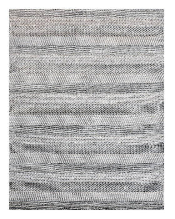 8' x 10' Wool Blend Striped Hand Loomed Area Rug - Beige And Gray