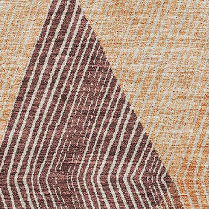 10' X 14' Geometric Washable Area Rug With UV Protection (676212) - Orange / Salmon / Ivory