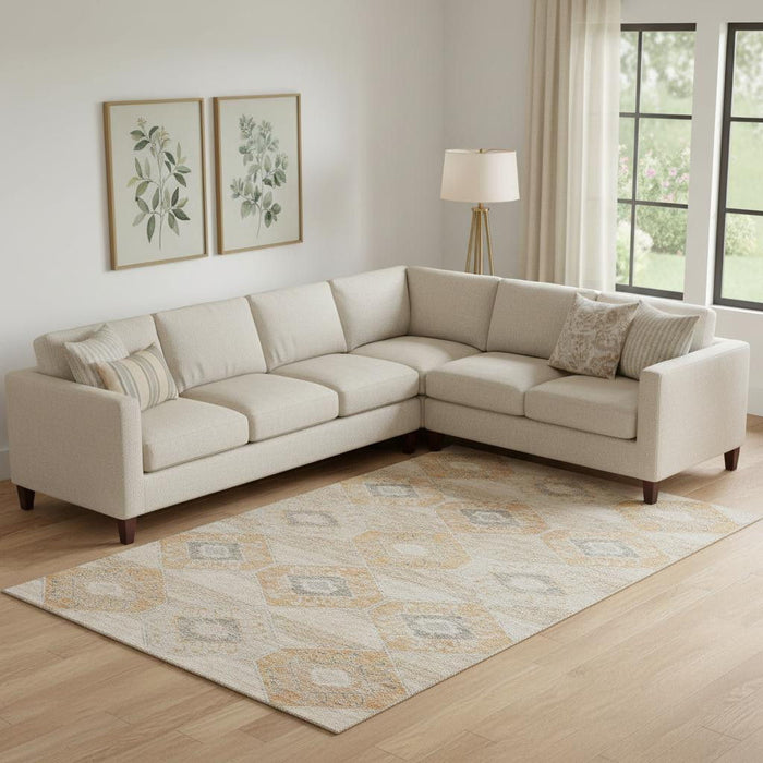 10' X 14' Geometric Washable Area Rug With UV Protection (705995) - Copper / Gray