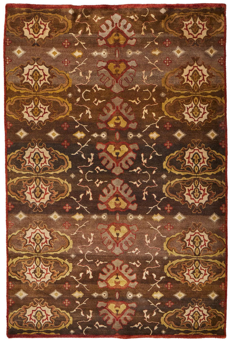 5' X 8' Wool Hand Knotted Area Rug (744159) - Brown / Red / Tan