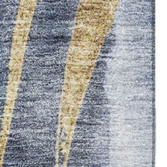 10' X 14' Abstract Washable Area Rug With UV Protection (696800) - Blue / Gold / Ivory