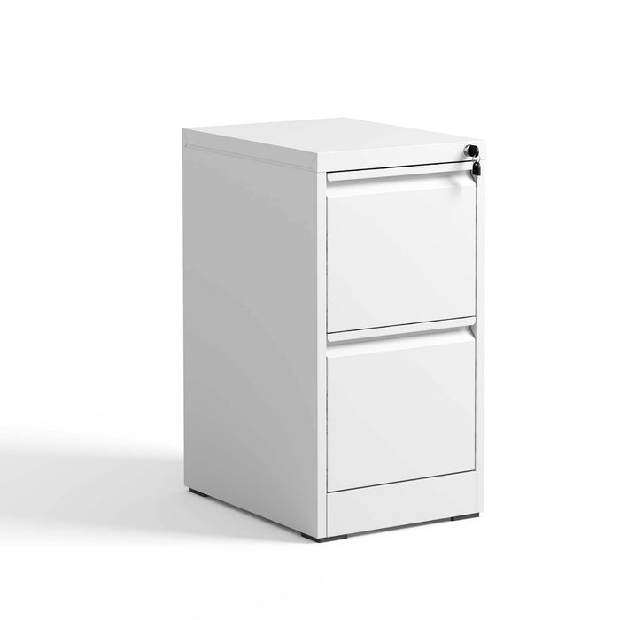 Giga steel vertical file cabinet with lock, suitable for A4, legal, and letter-size documents, featuring a sleek metal design.