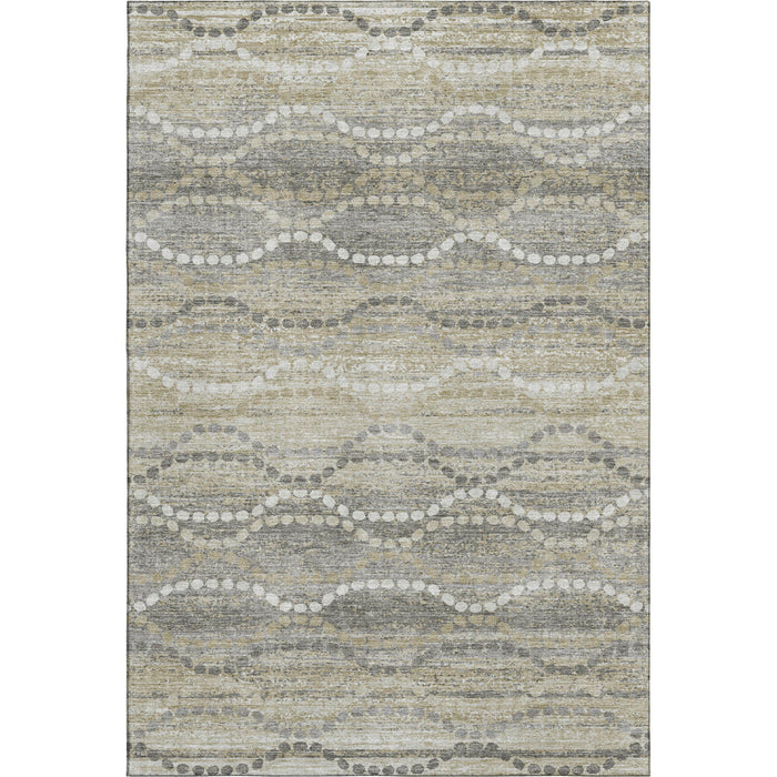 10' X 14' Abstract Geometric Washable Area Rug With UV Protection (715291) - Pewter / Ivory
