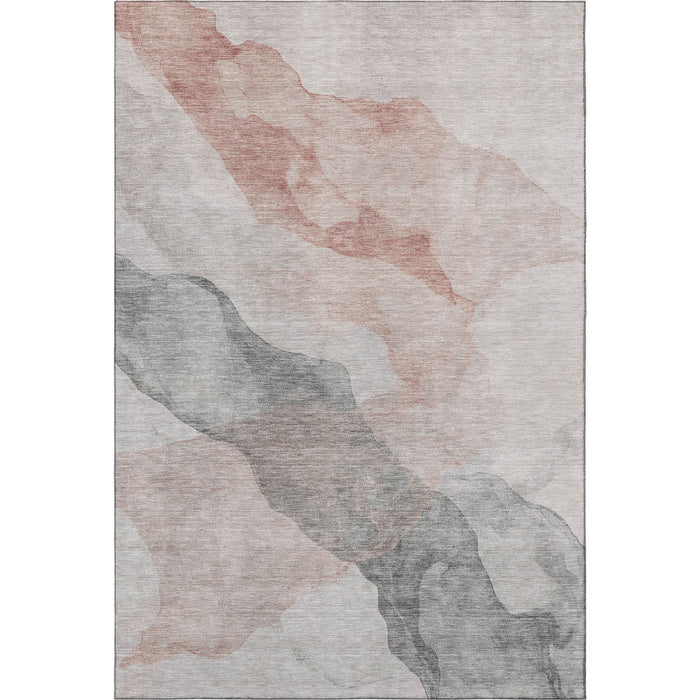10' X 14' Abstract Washable Area Rug With UV Protection (718193) - Salmon / Gray