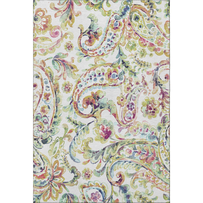 10' X 14' Paisley Washable Area Rug With UV Protection - Ivory