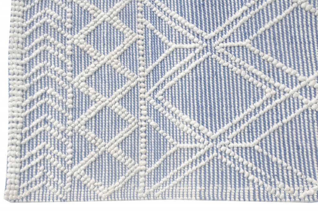 6' x 9' Geometric Handmade Area Rug - Blue And Ivory