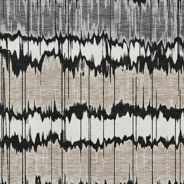 9' X 12' Striped Washable Area Rug With UV Protection - Black And Brown