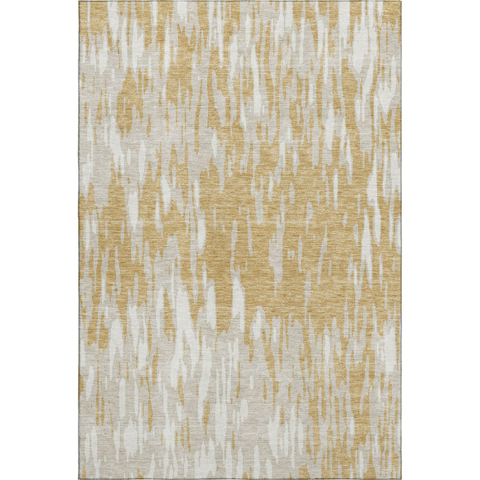 10' X 14' Abstract Washable Area Rug With UV Protection (675156) - Gold / Ivory