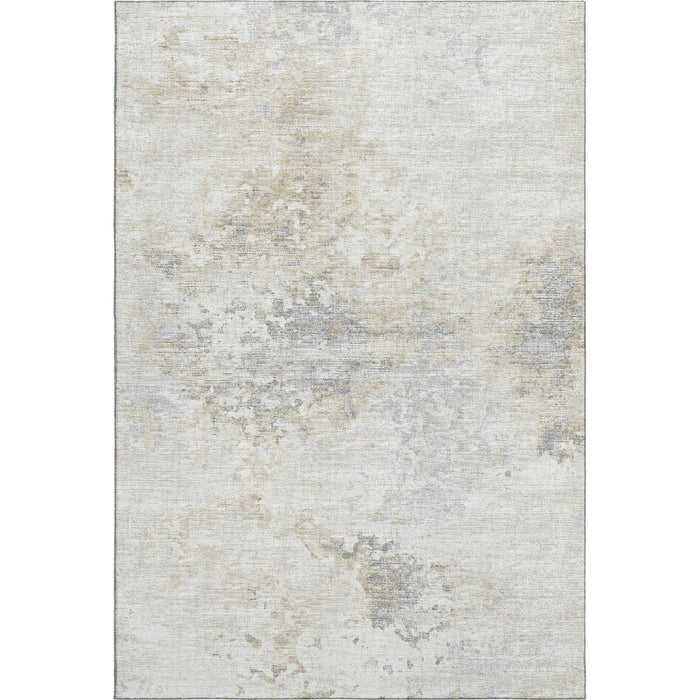 10' X 14' Abstract Washable Area Rug With UV Protection - Ivory / Beige