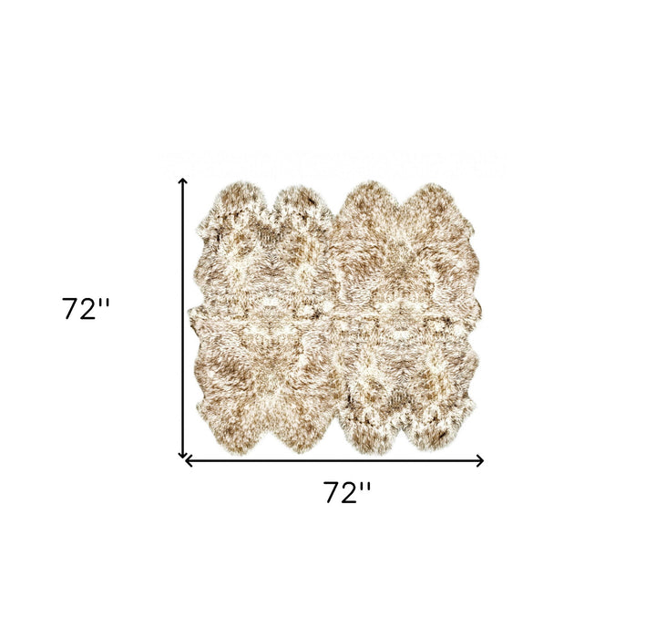 72" x 72" Octo Sheepskin - Area Rug - Gradient Chocolate