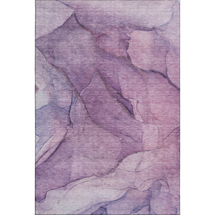 10' X 14' Abstract Washable Area Rug With UV Protection (651112) - Purple / Ivory