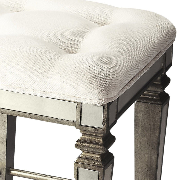 Backless Counter Height Bar Chair - White / Silver