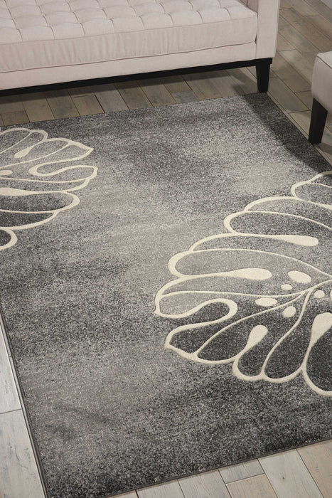 9' X 13' Boical Leaves Non Skid Area Rug - Ivory