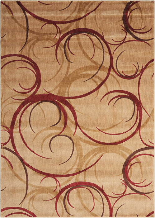 2' X 3' Abstract Non Skid Area Rug (552934) - Beige / Red