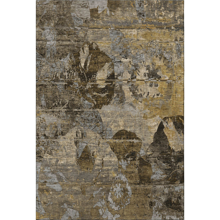 10' X 14' Abstract Washable Area Rug With UV Protection (648862) - Coffee / Gray