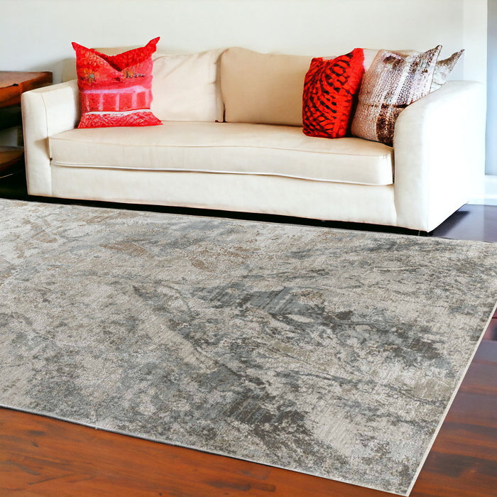 9.3' x 12.5' Abstract Power Loom Area Rug - Beige