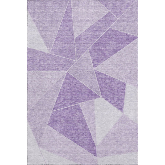 10' X 14' Geometric Washable Area Rug With UV Protection (653320) - Lilac / Ivory