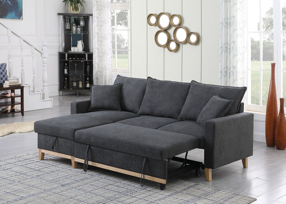 Colton - Reversible Sleeper Sectional Sofa With Storage Chaise - Dark Gray