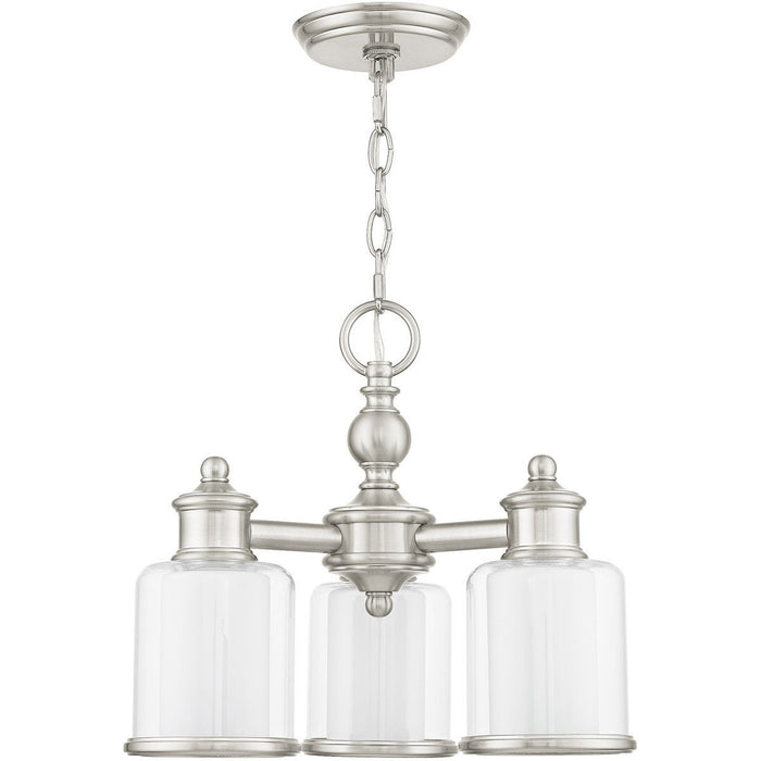 14'' Three Light Dimmable Chandelier With Shades - Nickel