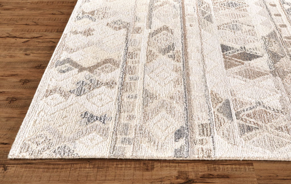 8' x 8' Round Wool Abstract Hand Tufted Area Rug - Gray And Ivory