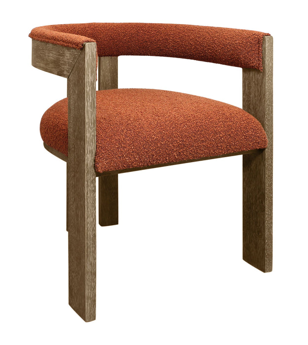 Upholstered Boucle Open Back Dining Arm Chair - Burnt Orange