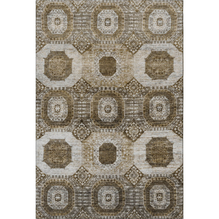 10' X 14' Abstract Geometric Washable Area Rug With UV Protection (708301) - Brown / Beige / Taupe