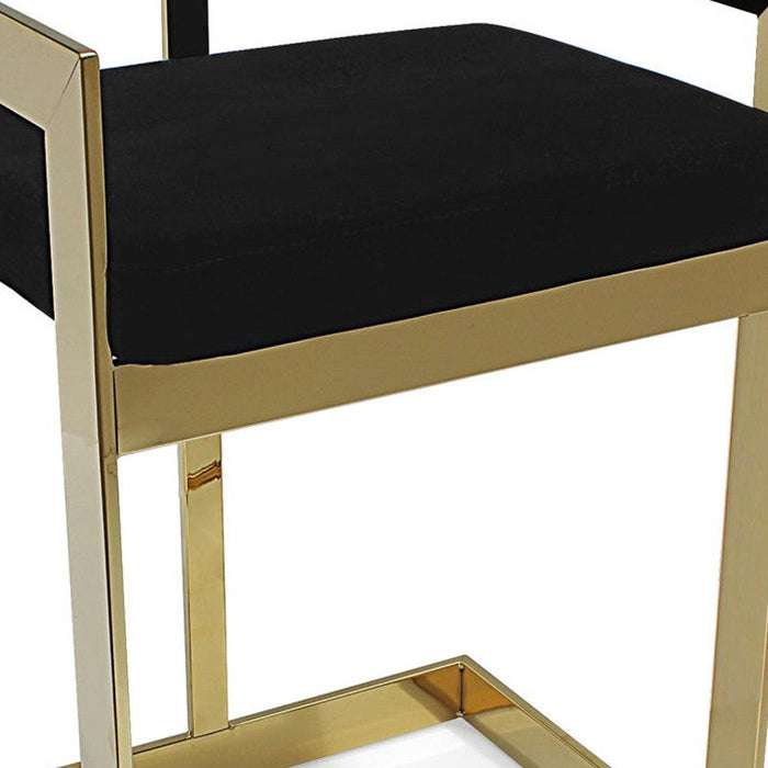 Velvet And Stainless Steel Low Back Bar Height Bar Chair - Black And Gold