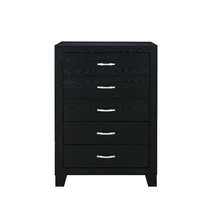 49" Wood Five Drawer Dresser - Black