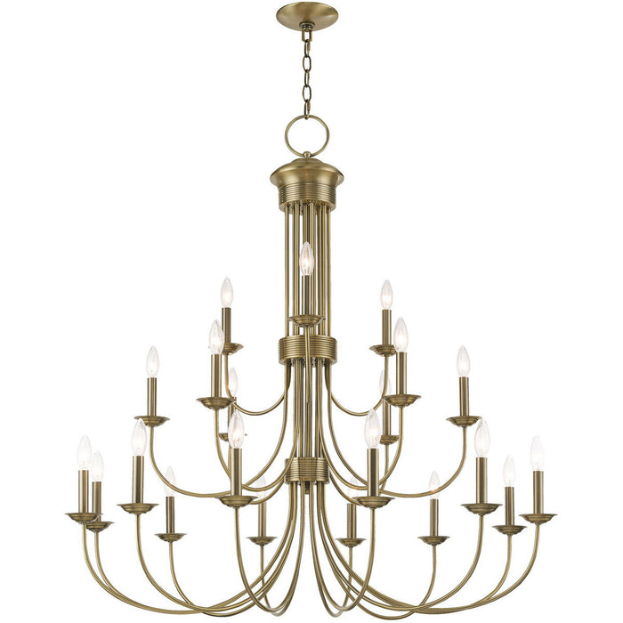 44'' Multi Light Dimmable Chandelier With Shades - Antiqued Brass